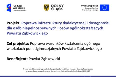 Poprawa infrastruktury liceów ogólnokształcących Powiatu Ząbkowickiego
