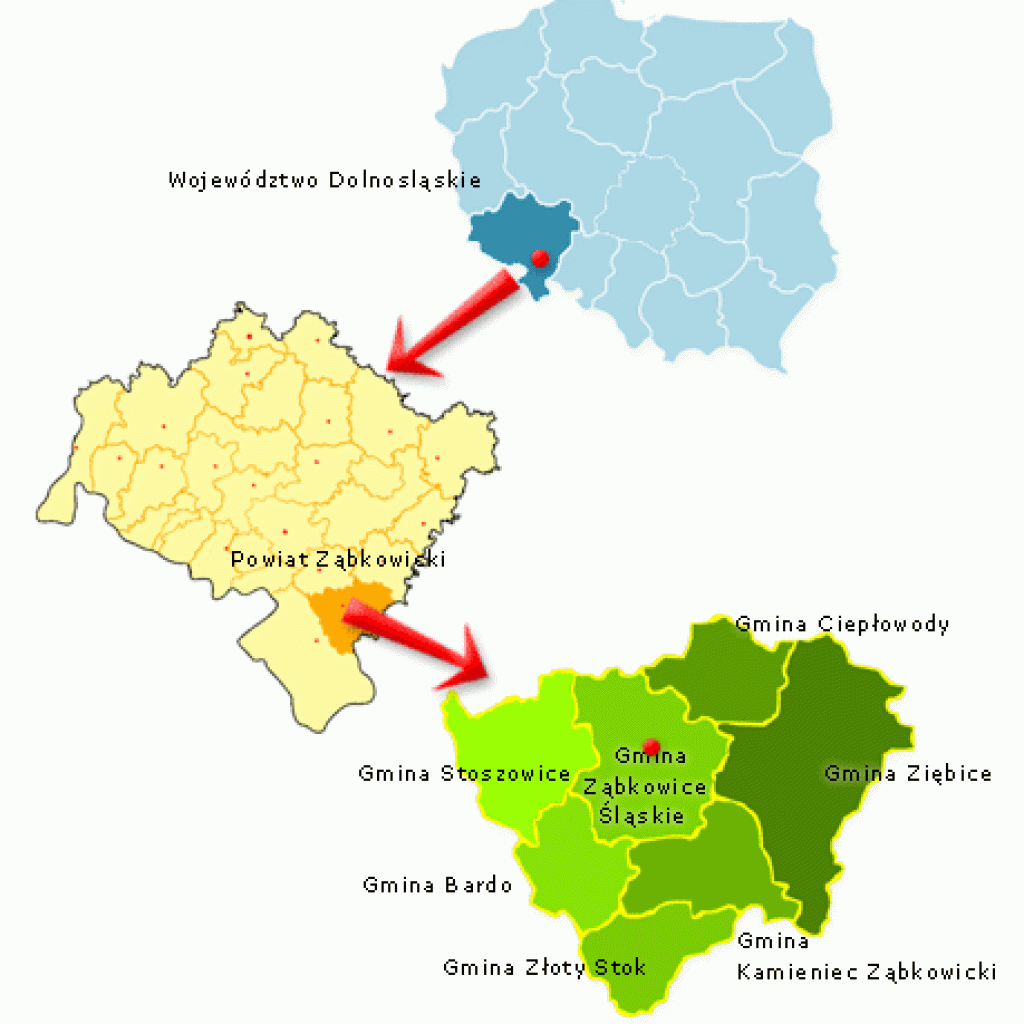 Mapa lokalizacji powiatu ząbkowickiego