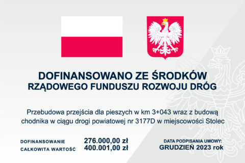 Przebudowa przejścia dla pieszych wraz z budową chodnika w miejscowości Stolec