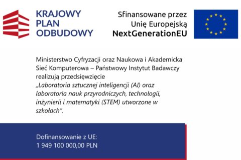 Ministerstwo Cyfryzacji oraz Naukowa i Akademicka Sieć Komputerowa – Państwowy Instytut Badawczy realizują przedsięwzięcie „Laboratoria sztucznej inteligencji (AI) oraz laboratoria nauk przyrodniczych, technologii, inżynierii i matematyki (STEM) utworzone w szkołach”.